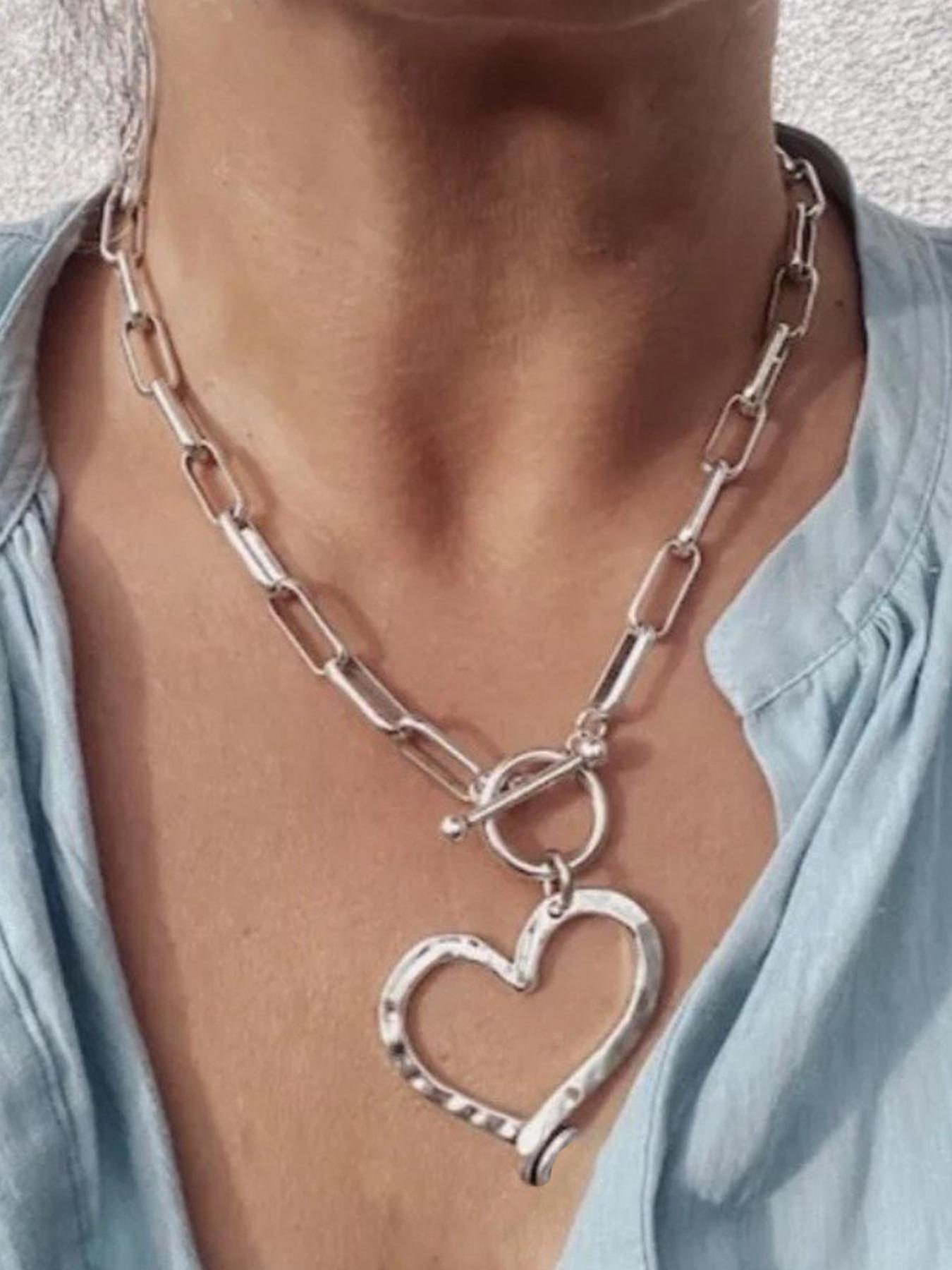 Vintage Heart Shaped Pendant Necklace for Women for Gift, Clavicle ...