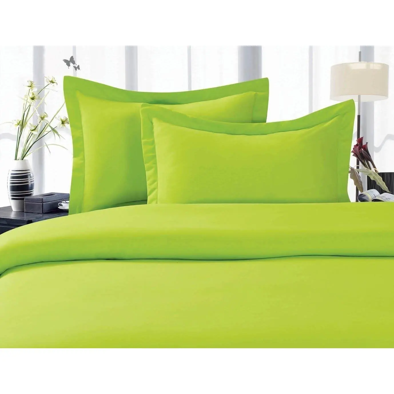 1500 Premier Hotel Quality Super Soft Wrinkle Free 4 pc Sheet Set, Deep Pocket, Full Lime-Green