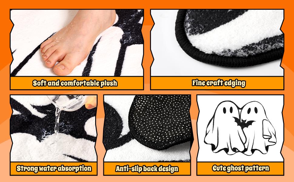 Halloween Kitchen Mat Ghost Rug Welcome Door Mat Halloween Decor Ghost Decor Non Slip Mat for Kitchen Bathroom Home Door Bedroom, Halloween Party Decorations