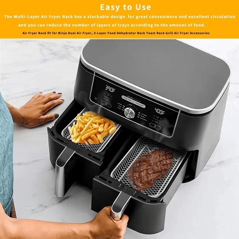 Stackable Rack Basket, 304 Stainless Steel Air Fryer Rack, Durable, Portable, Ideal for Chicken Wings & Toast, Perfect for Outdoor Cooking & Camping