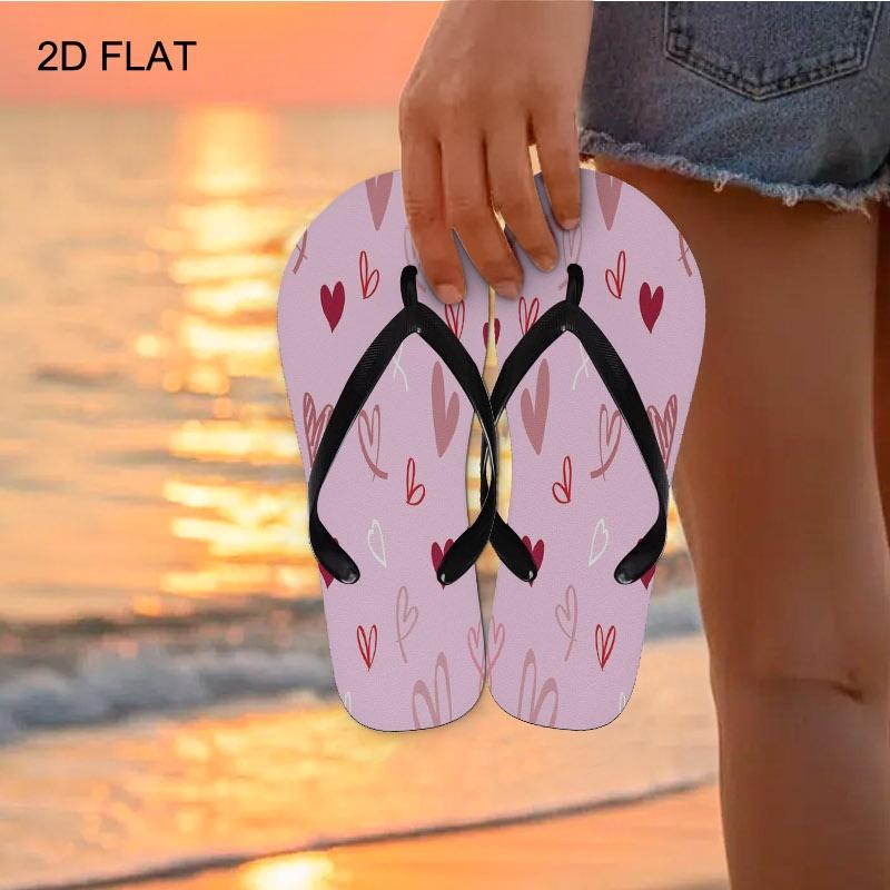 Women's Flip - Flops, Multiple Colors & Sizes Available, Heart - Patterned Design, Comfortable & Stylish, Suitable for Summer Beach & Daily Wear, Romantic & Playful Style, Women Shoes