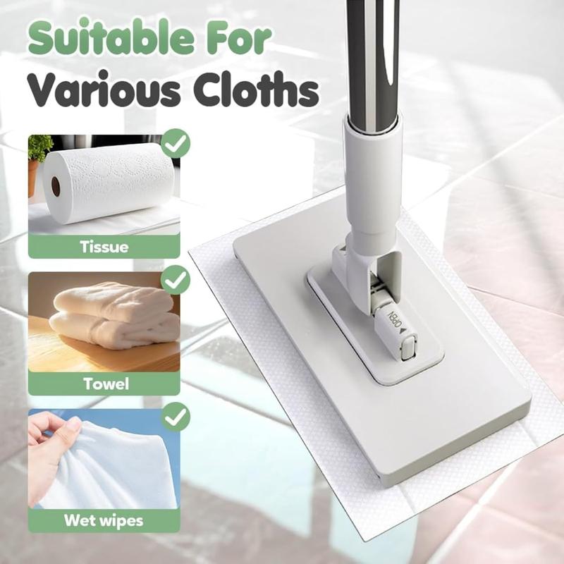 Snap Grip Mini Mop, Cloth Changing Mini Mop, Zero Touch Mini Mops, Disposable Dust Mop with 8/10 Reusable Cloths, Long Handle Wet and Dry, All Rags Can Be Installed, Retractable Gap Dust Cleaner Flat Mops with Locking Head & Sweeping Cloths for Multi Clea