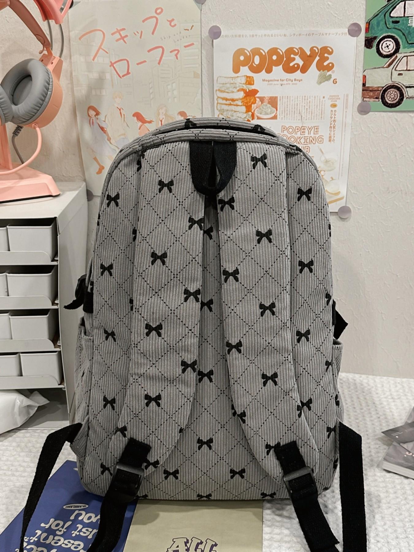2026 New College Style Cute Bow Corduroy Backpack Shoulder Bag, Versatile Crossbody Small Bag, Multiple Colors Available, Three-Piece Set
