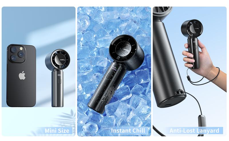 ColdSky Portable High-Speed Fan, Turbo Airflow, 5 Speeds & Digital Display, 4000mAh Battery, for Outdoor Travel/Indoor Desk Handheld Turbine Cooling