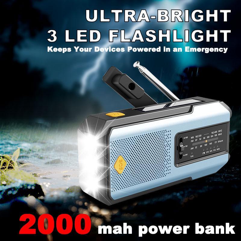 Emergency Weather Radio:AM/FM/WB Reception & Loud SOS Alarm,Hand Crank/Solar/USB Charging, Modern Design Emergency Weather Radio:AM/FM/WB Reception & Loud SOS Alarm,Hand Crank/Solar/USB Charging, Modern Design