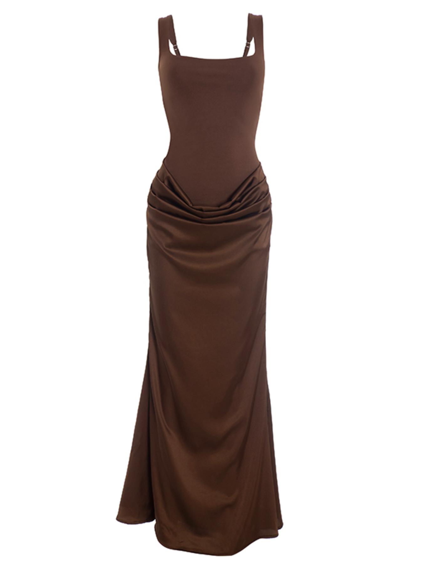 Women's Fashion Solid Color Square Neck Sleeveless Dress, Comfortable Elegant Simple Style, Perfect for Outdoors, Dates, Festivals, Parties, Formal Wear