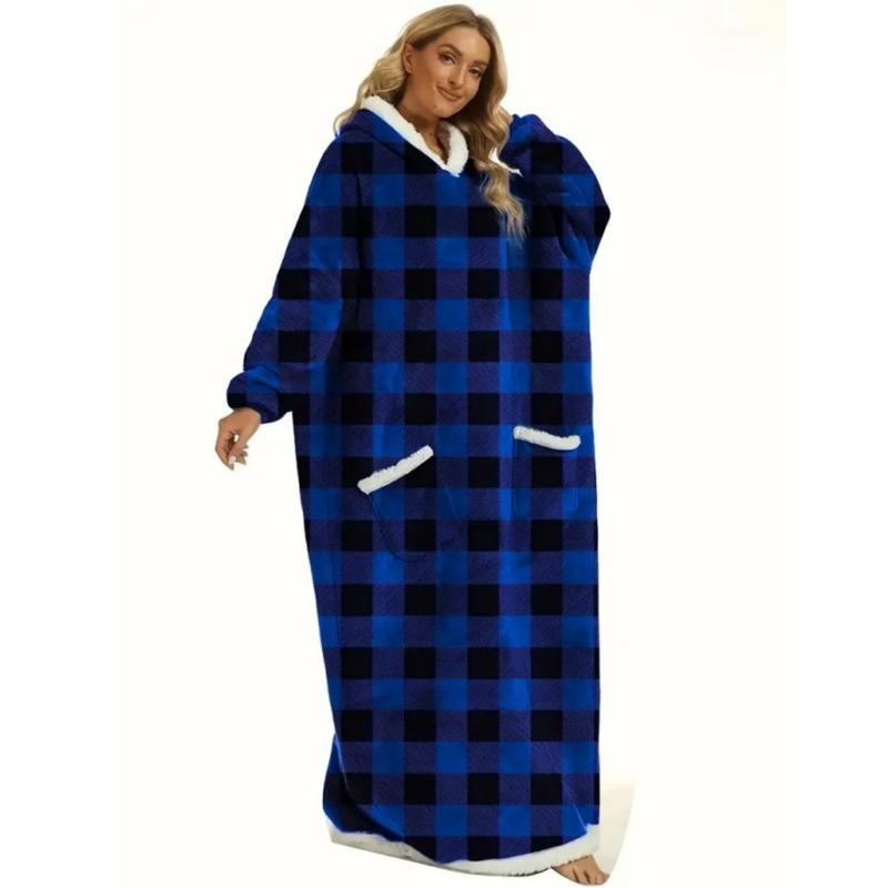 Adult Large Hooded Wearable Blanket, Fleece Blanket Throw, Ultra-Soft Fleece, & Charcoal, Home Casual Clothing, Cozy Loungewear