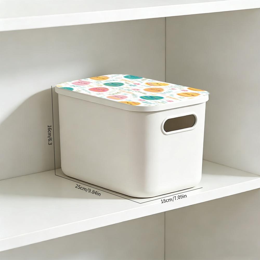 Plastic Storage Box with Lid, Spring Design, Beautiful Print Pattern, Party Desktop Organizer, Living Room Snack Holder