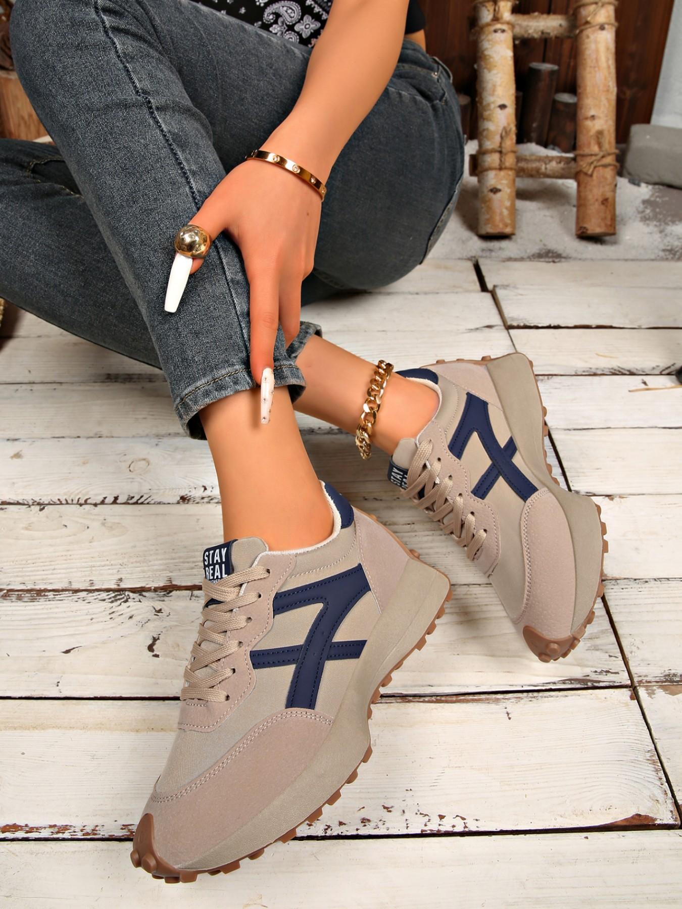 Women's Fashion Colorblock Sports Shoes, Trendy Running Shoes, Breathable Mesh Running Shoes, Comfortable Support, Casual Height-Boosting Sneakers, Ideal for Walking and Exercise