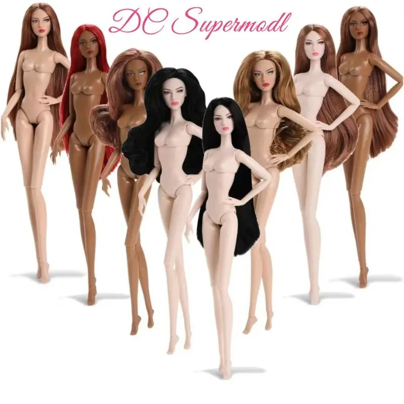 32cm 2nd Gen Supermodel Doll 14 Joints 1/6 Makeup Female Figure White/Normal/Dark Skin Straight/Curly Hair Doll Toy Collection