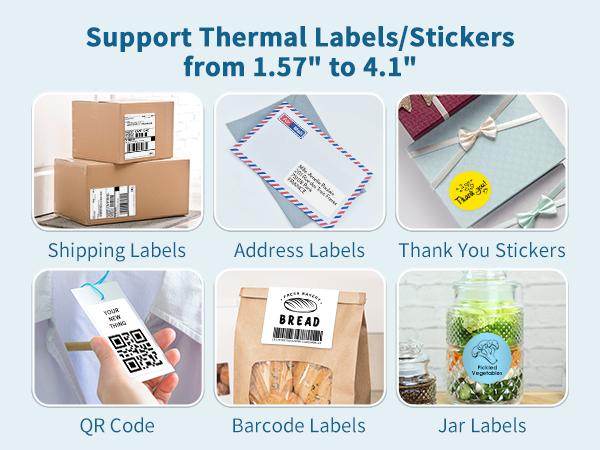 JADENS Bluetooth Shipping Label Printer, Wireless Thermal Printer for Small Business & Package, USPS, UPS, Compatible with Phone, iPad, PC