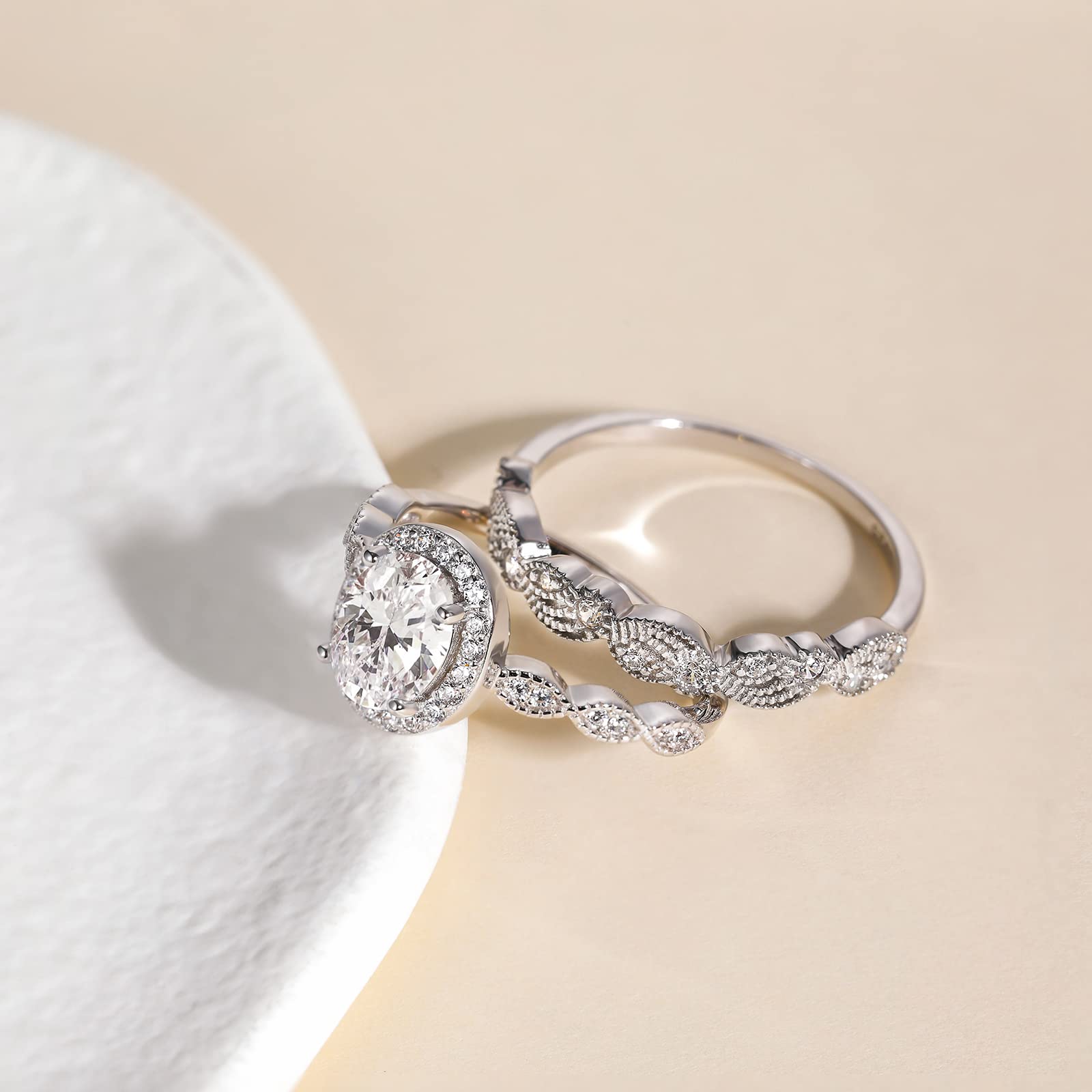 EAMTI 1.5CT 925 Sterling Silver Bridal Rings Sets Oval Cubic Zirconia Halo CZ Engagements Wedding Bands for Women Promise Rings for Her EAMTI 1.5CT 925 Sterling Silver Bridal Rings Sets Oval Cubic Zirconia Halo CZ Engagements Wedding Bands for Women Promise Rings for Her