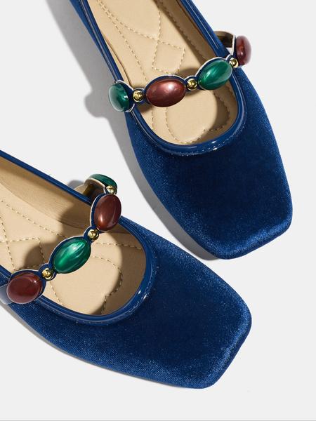 Women's Plus Size Retro Flat Shoes Slip-On Comfortable Soft Sole Mary Jane Flats with Gem Decoration Casual Commuter Shoes All Seasons Footwear