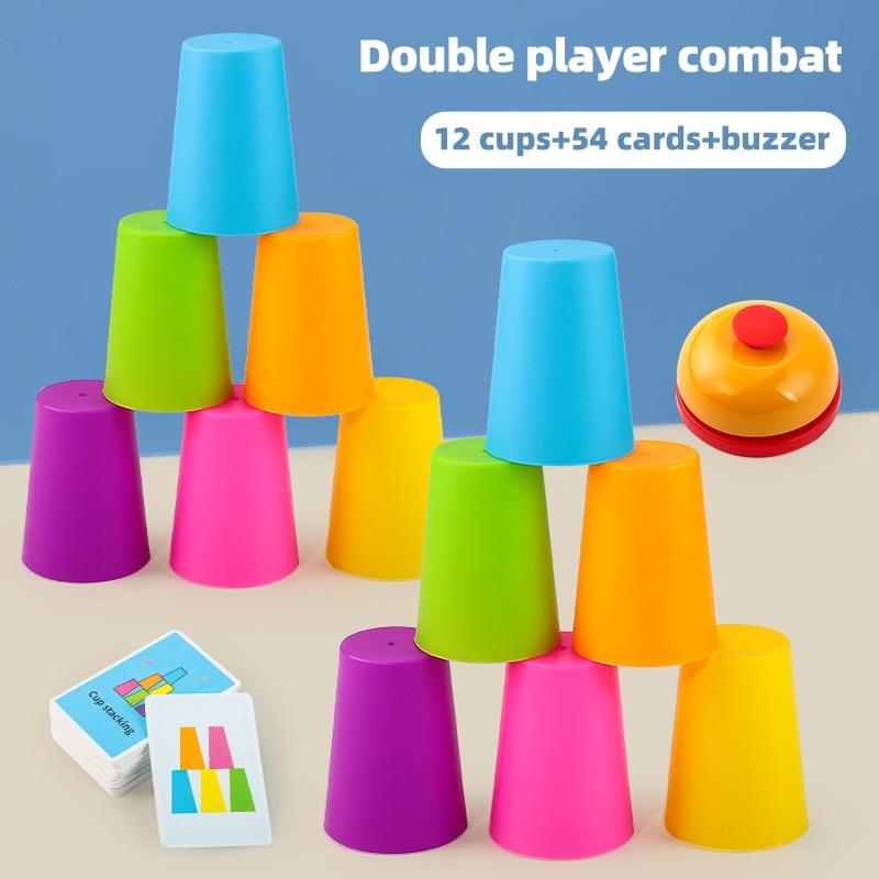 Party Stacking Cups Game - Multiplayer Speed Stacking Toy with Smooth Safe Cups & Buzzer, Ideal Gift for Halloween Christmas Thanksgiving Back-To-School Spring Easter Ramadan New Year Birthday Present