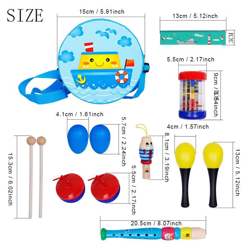 Wooden Hand Drum Cute Cartoon Handbell Toy for Kids Educational Dance Game Percussion Instrument