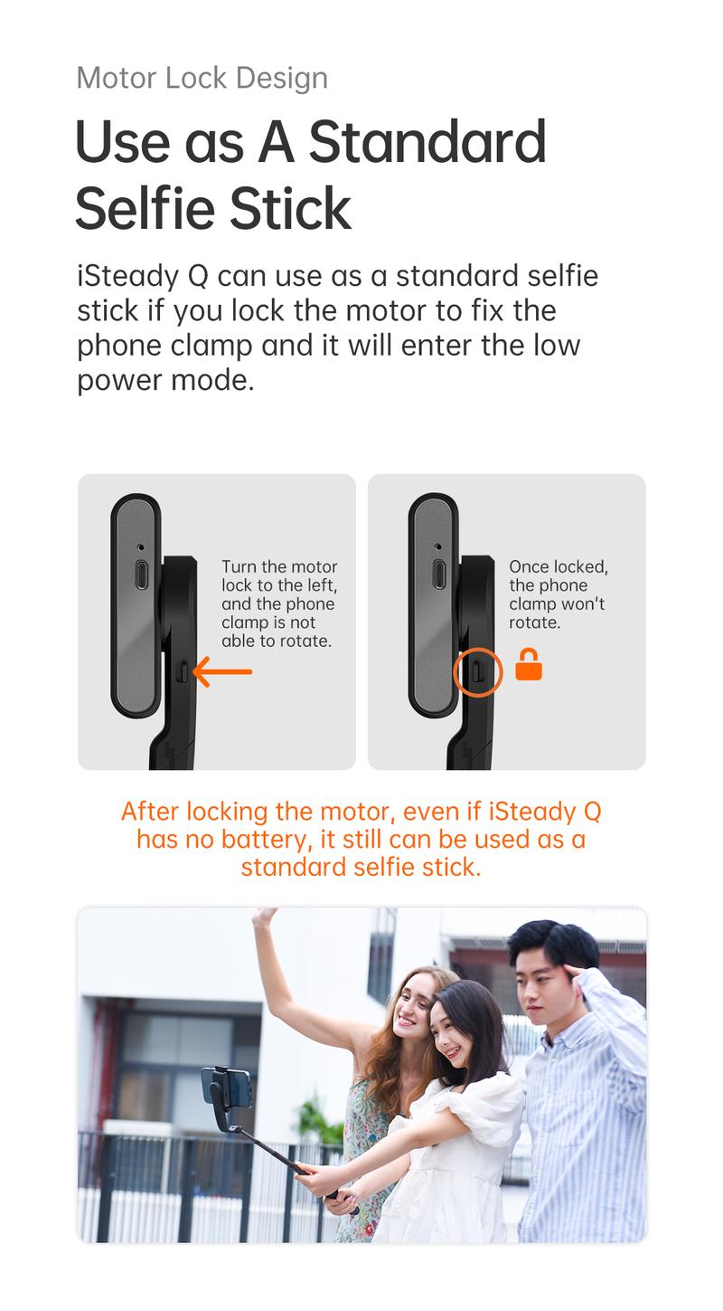 Hohem iSteady Q Selfie Stick Gimbal Stabilizer, 2 Axis Face Tracking & 360° Rotation Tripod with Wireless Remote, 4 in 1 Portable Tripod w/Extendable Stick