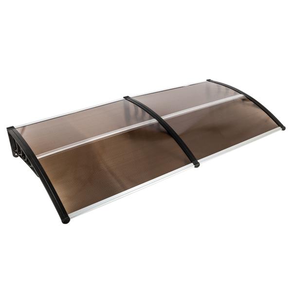 Window Awning Door Canopy, Modern Polycarbonate Front Door Canopy, Patio Awning Canopy Window Door Cover for Rain Snow Sunlight Protection Hollow Sheet (80" x 40", Brown Canopy/Black Bracket)