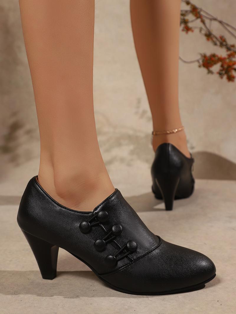 Women's Short Boots, Chunky Heel Design, Thick Heeled Boots, Fashionable Comfort Shoes, Perfect Casual Match, Durable Structure, Stylish and Comfortable