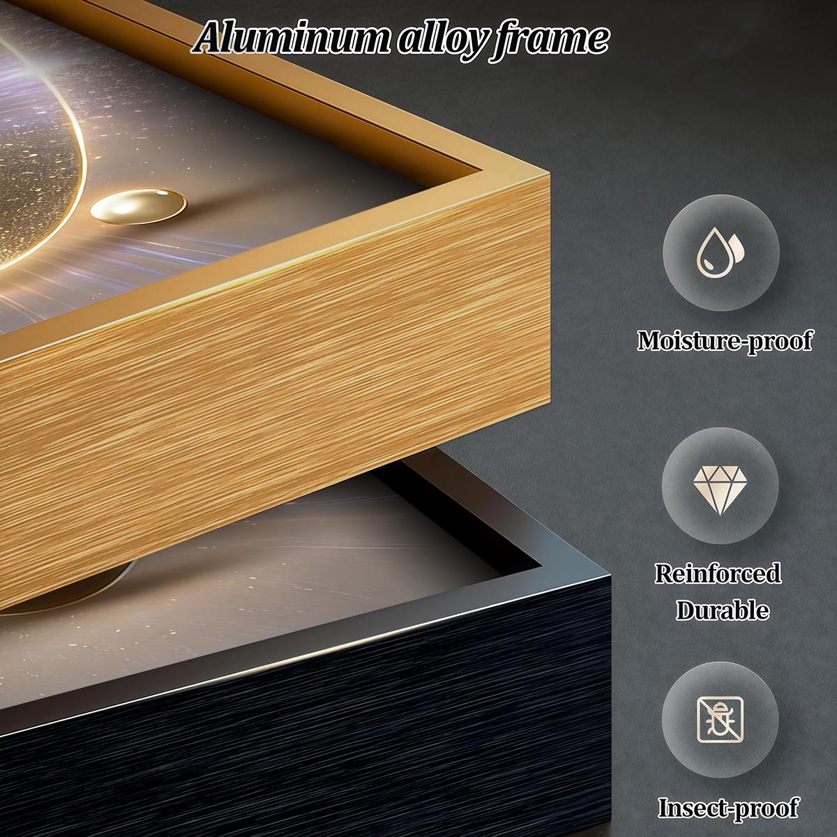 3 Counts Aluminum Alloy Framed Painting, Golden Abstract Sculpture Art Pictures, Home Decoration For Living Room, Bedroom, Office, Restaurant, Hallway Wall Decor, Odorless Print Artwork, Luxury Perfect Gift For Friends And Family