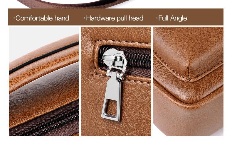 【Local Delivery】Maxoner Messenger Bag for Men Business Vintage Leather Sling Shoulder Purse Portable Travel Crossover Handbag Crossbody