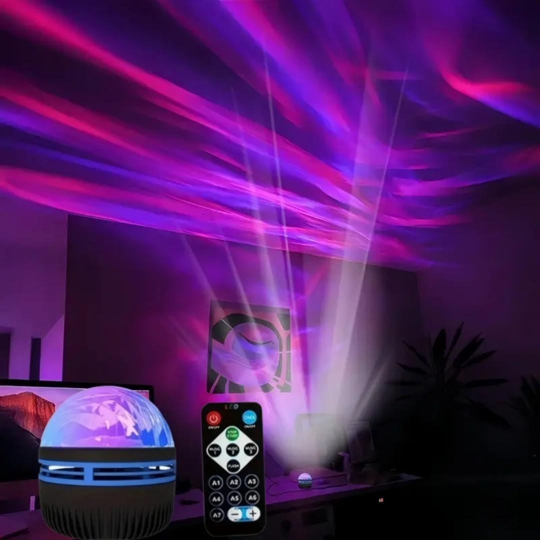 Aurora LED Projector, USB Powered Galaxy Starlight Lamp, Remote Control, Multi-Color, Home & Office Decor, Tabletop Installation