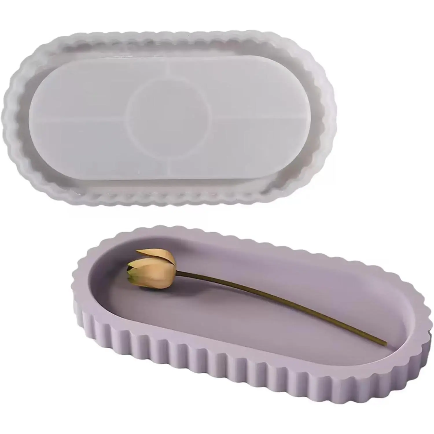 Oval  Tray Mold with  for  Holder, Decor |  Holder Container Plates Tray Mould,  Coaster Mold for DIY Art Craft