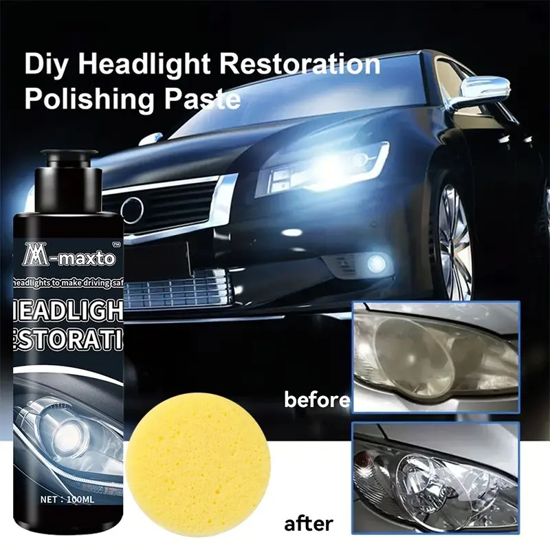 100ml Car Headlight Repair Cream, Removes Aging Haze and Spots, Easy‑to‑Use Polishing Agent to Restore Transparent Lamp Shell