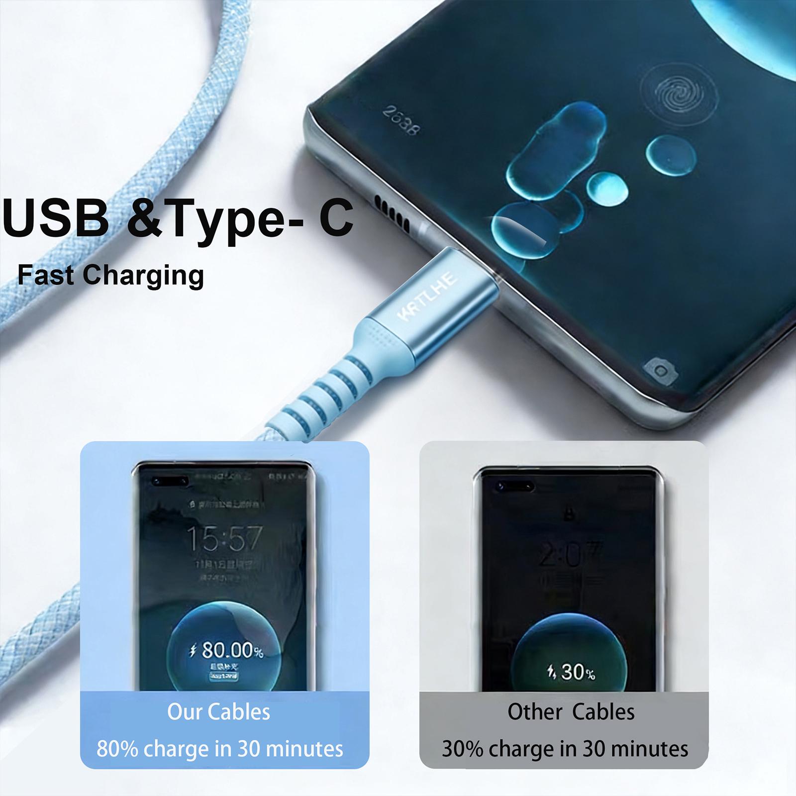 3pcs,60W Nylon Braided,Fast Charging USB-C Cable, High-Speed Data Sync, Durable Round Shape, Male to Male, 100.58cm/201.17cm, with USB to Type-C, for Xiaomi, Huawei, for SamSung, OnePlus, for VIVO, Oppo, for Infinix & other C-connected devices.
