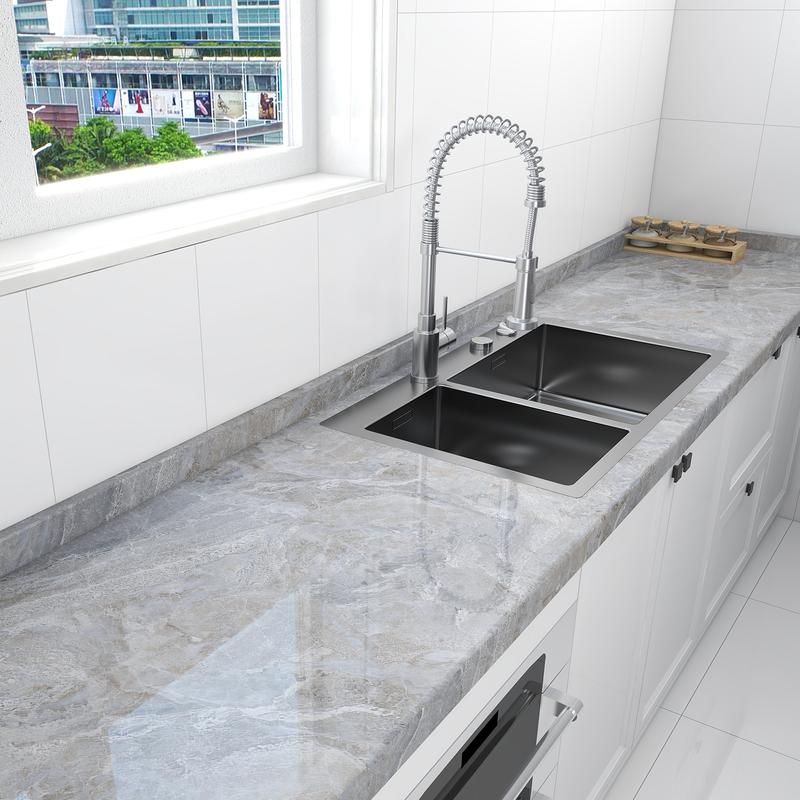 Marble Pattern Self-adhesive Sticker, 1pc Waterproof Decorative Paper for Countertop Furniture Table, Decorative Wallpaper for Living Room Kitchen Bathroom Home Interior Decor, Interior, Design, Modern, Room Decor pegatinas decorativas