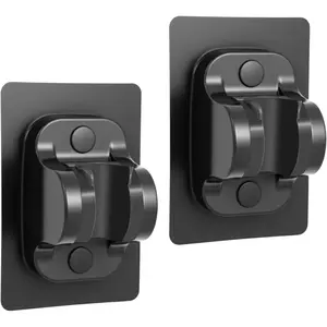 2Pcs Strong Adjustable Shower Head Holder Adhesive- Wall Mounted Heavy Duty Shower Head Shelf Bracket, Plastic Bracket Stick on Wall, ABS- Shower Holder, Convenient for Womon and Child(Matte Black)