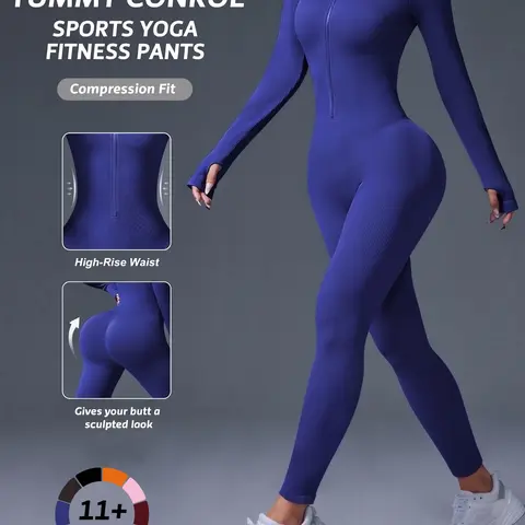 【Black Friday】Women's Slim Fit Sports Jumpsuit, Waist-Tightening & Stylish Cut Design, Suitable for Indoor & Outdoor Activities, Gym Fashion Wear