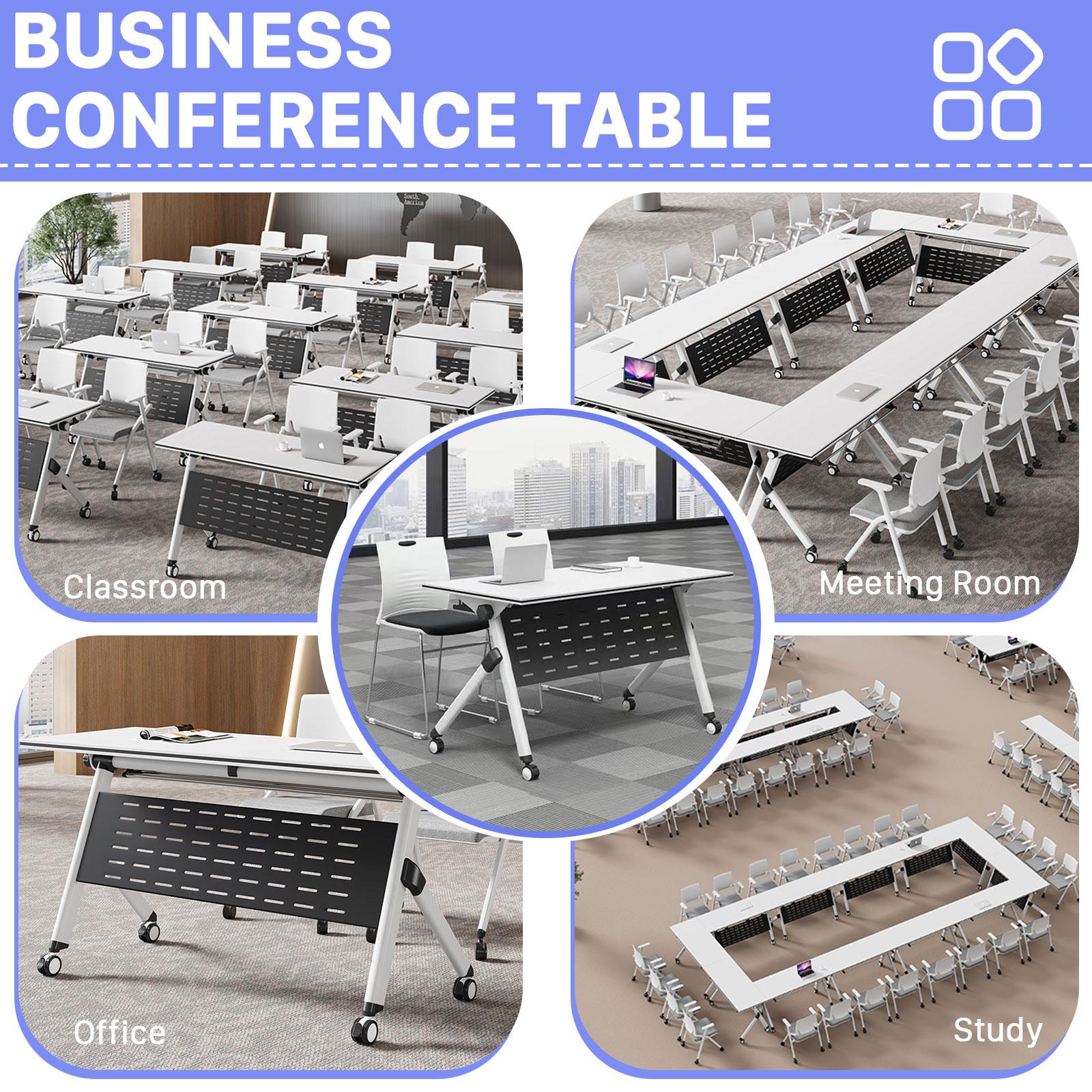 Foldable Rolling (360° Silent Casters), 1 - inch Thickened, Waterproof & Scratch - resistant, Modular Conference Training Table for Multi - scenarios like Conference Room/Classroom