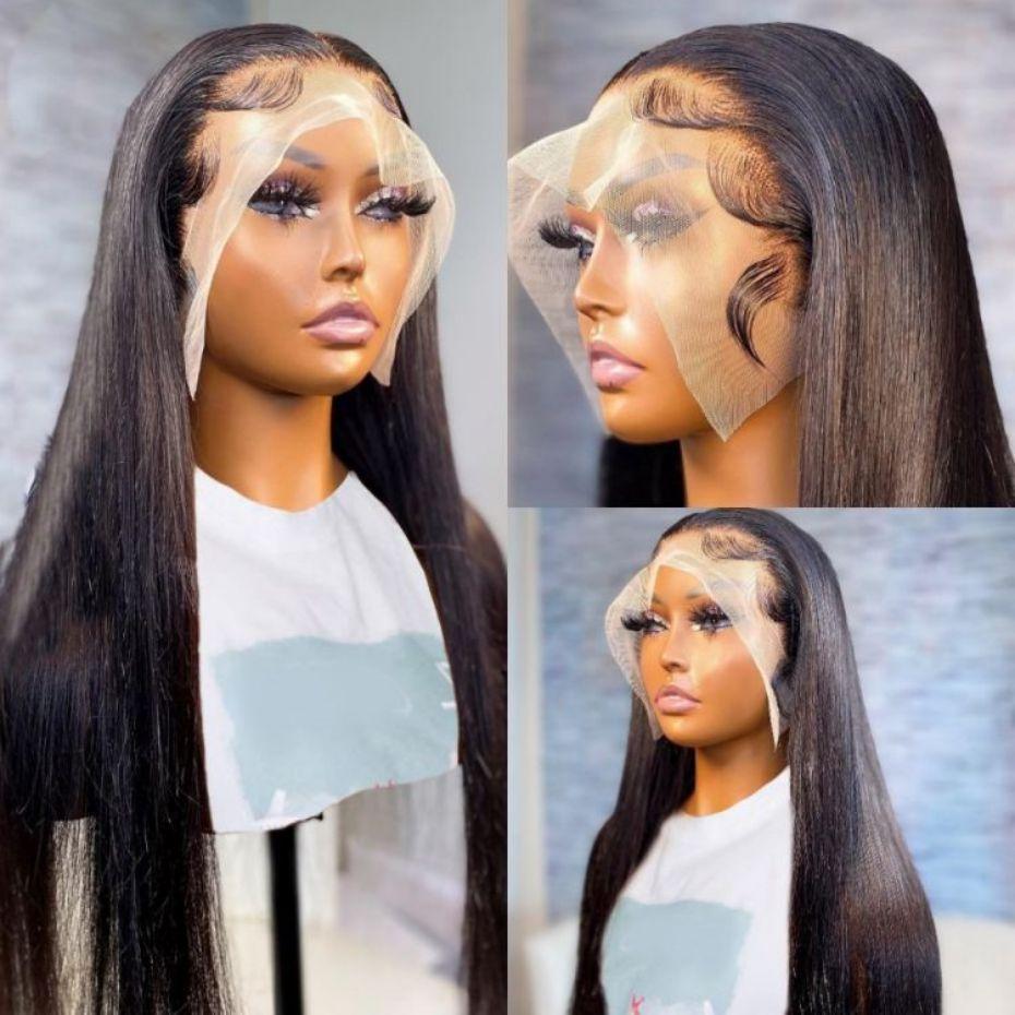 34 36inch Bling Hair 13x6 Lace Front Wig Human Hair Wigs Straight 13x4 HD Transparent Brazilian Hair Lace Frontal Wig For Women Pre Plucked With Baby Hair