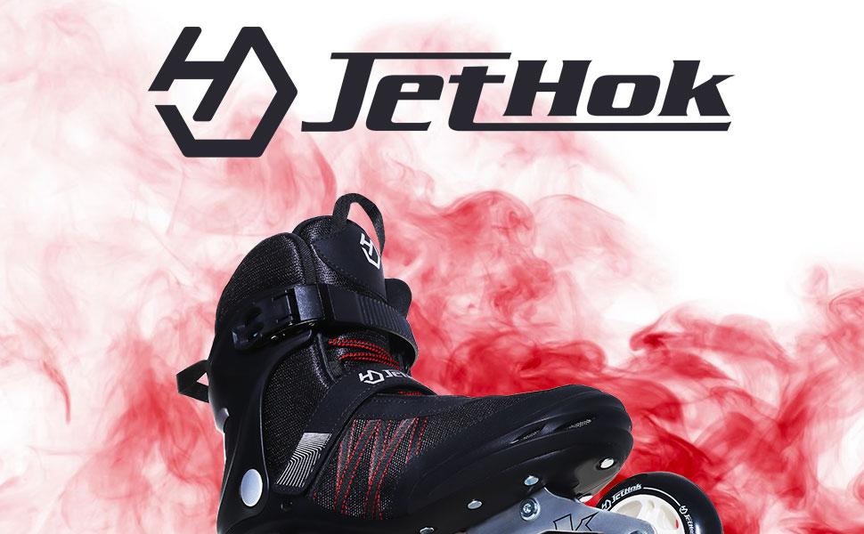 JetHok Inline Skates Advantage Pro Women’s and Men's Adult Fitness Inline Skate, Professional Aluminum Inline Rollerskates Outdoor (Black and Red, Size 7-11)