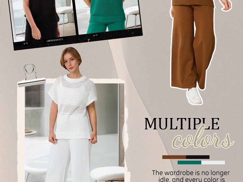 GIALLINO Women's Cotton Knit Crochet Sweater Set Two Piece Cozy Stylish Lounge Outfit for Casual Wear Comfortable Elegant GIALLINO Women's Cotton Knit Crochet Sweater Set Two Piece Cozy Stylish Lounge Outfit for Casual Wear Comfortable Elegant