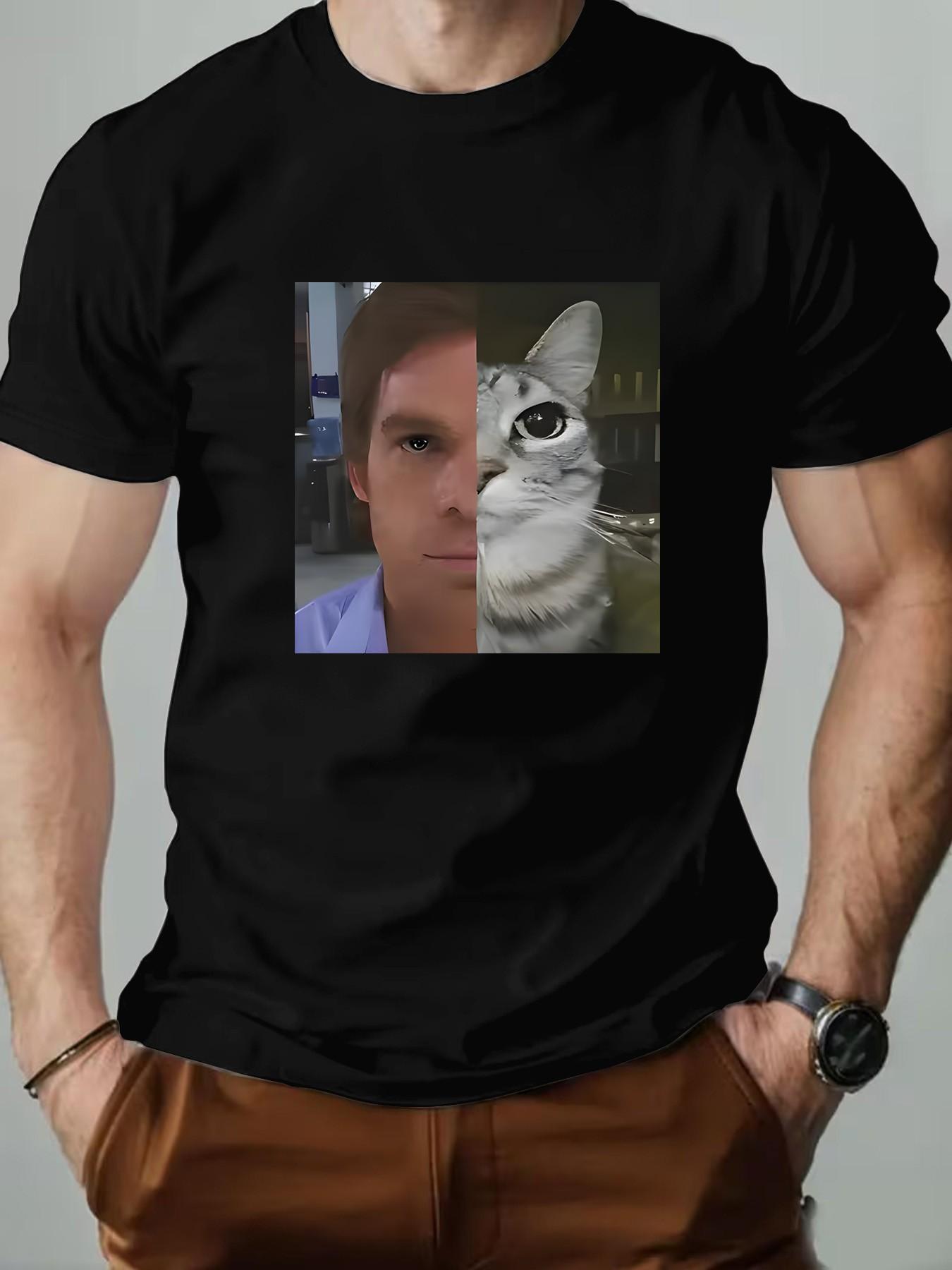 Men's Round Neck T-Shirt, Creative Geometric Print, Slim-Fit Retro Style, Casual Long Sleeve, Perfect for Daily Wear, Gifts, Events