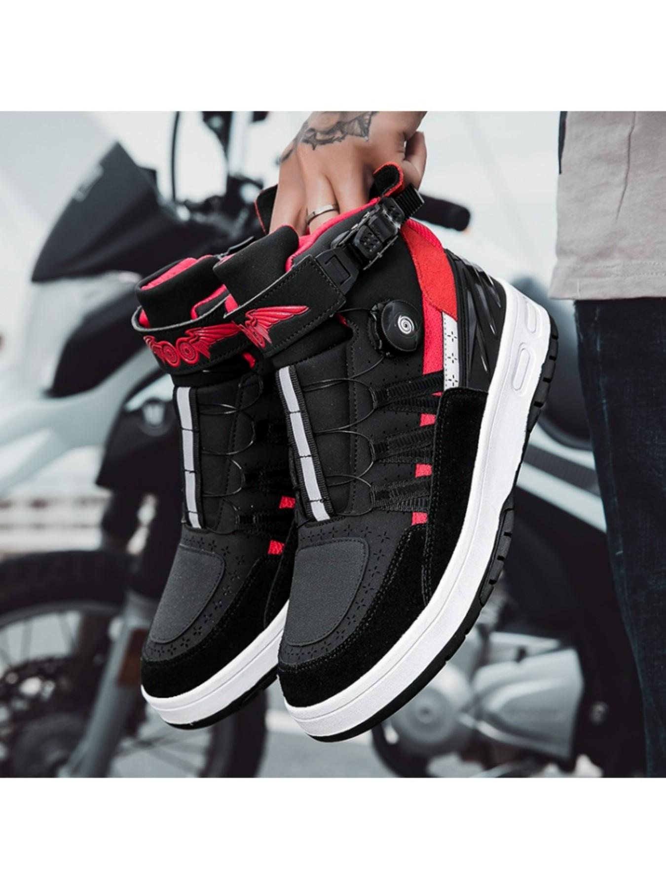 Men's Motorcycle Riding Shoes, Anti-Slip Racing Boots, Waterproof Safety Design, Comfortable and Secure, Ideal for Safe Cycling