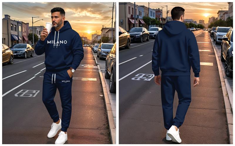 Men's Milano Printed Hoodie and Drawstring Sweatpants Set, Menswear, Casual Athletic Long Sleeve Hooded Jacket & Trousers for Fall & Winter, Men's Clothing for Daily Wear, Sportswear Indoor Outdoor, Tracksuit, Athleisure Summer Clothes Men's Milano Printed Hoodie and Drawstring Sweatpants Set, Menswear, Casual Athletic Long Sleeve Hooded Jacket & Trousers for Fall & Winter, Men's Clothing for Daily Wear, Sportswear Indoor Outdoor, Tracksuit, Athleisure Summer Clothes