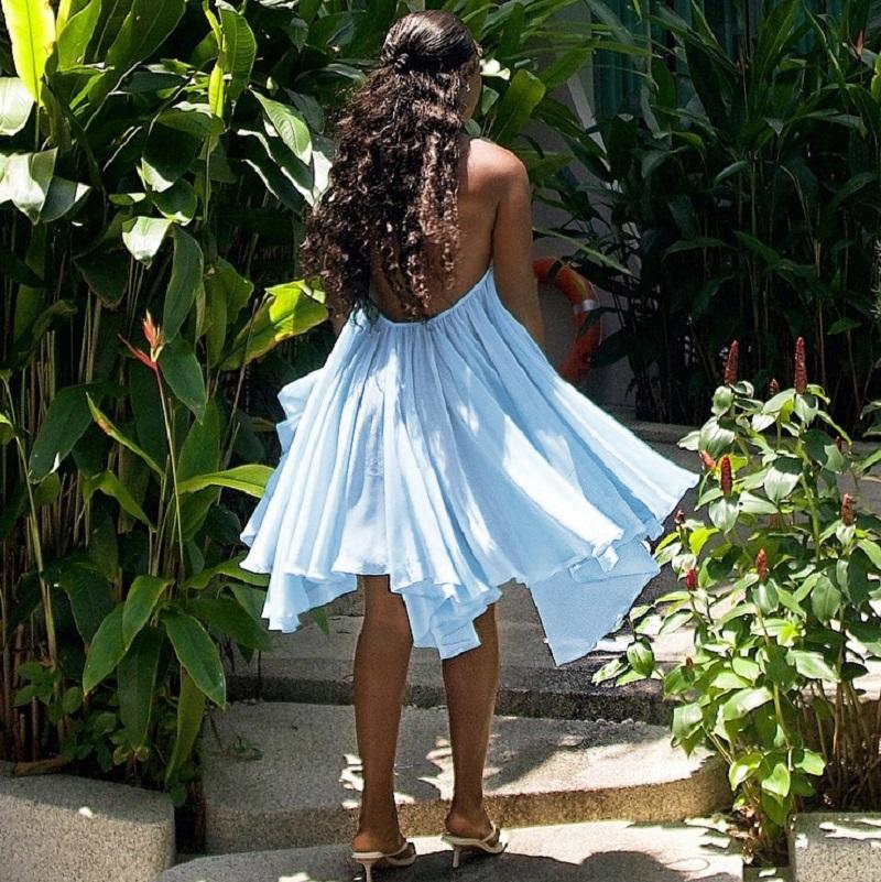 Dreamy Sleeveless Halter Mini Dress with Multiple Layers Solid Color Loose A Line Dress for Women's 2025 Fall New Arrival Casual Elegant Outfit Parties & Dates, Feminine & Trendy Gown Dresses SpringStatements