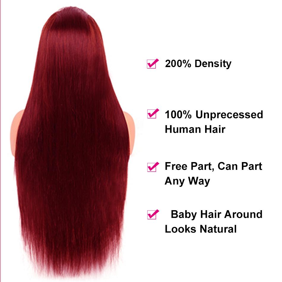 Cute Bein 99J Burgundy Lace Front Wigs Human Hair 180% Density 13X6 HD Lace Frontal Human Hair Wigs For Woman 99J Body Wave Wig  Pre Plucked with Baby Hair Red Wine Wigs for Women