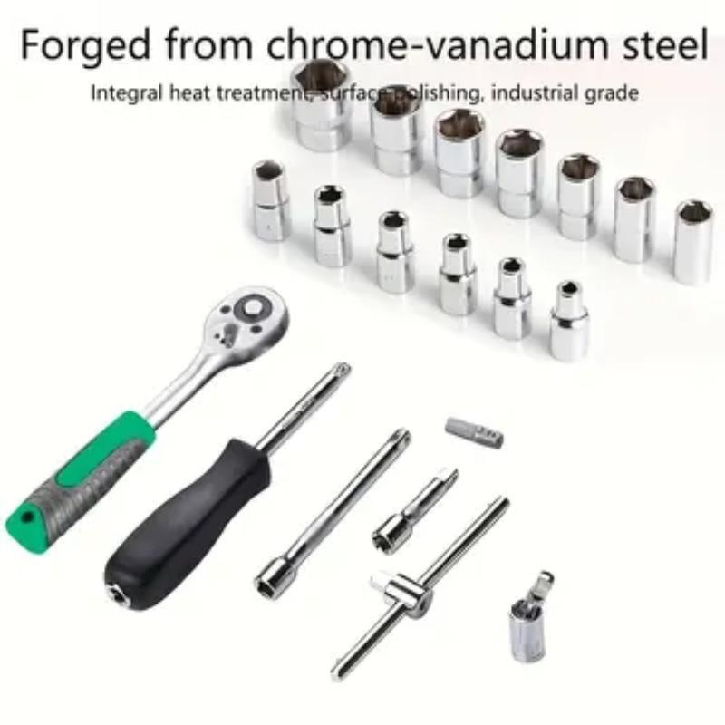 Multi-Function Car Repair Tool Kit, Upgraded 46 & 216 Set, Includes Hex Wrenches, Ratchets, Screwdrivers, Ideal for DIY Enthusiasts