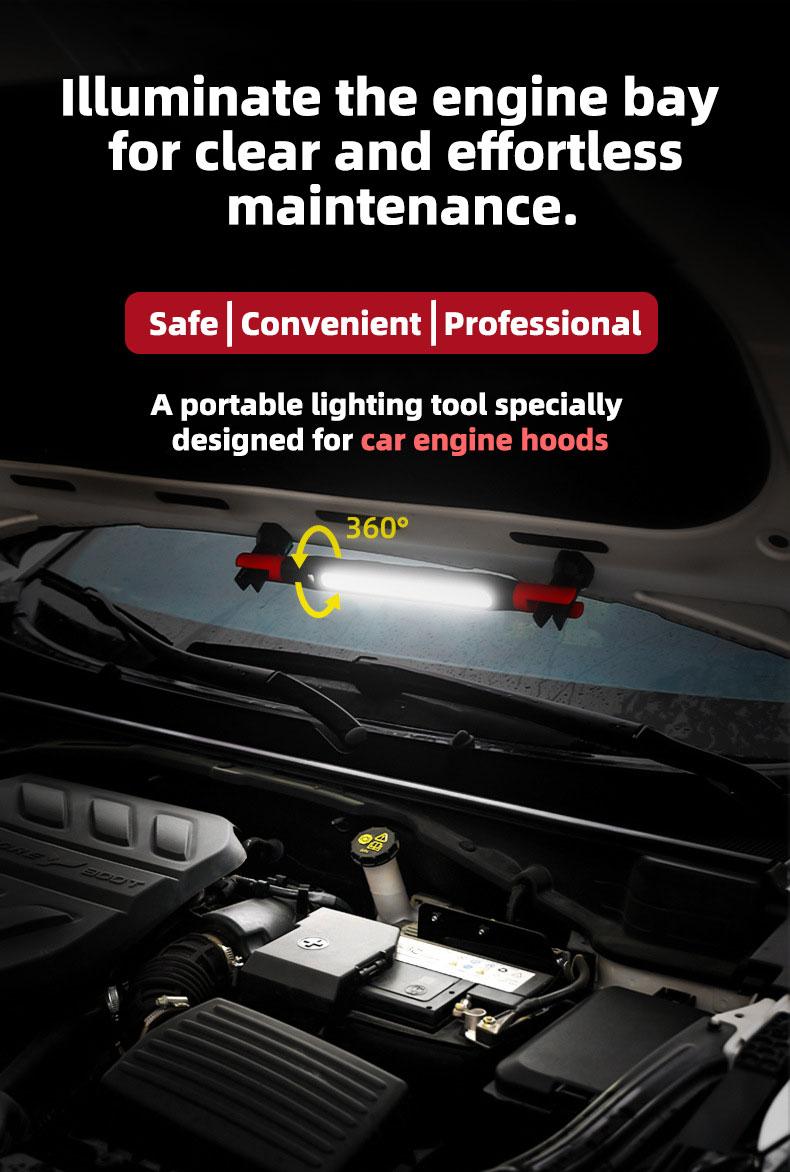 Work Light, 2500LM Bright LED Work Lights, 5200mAh Rechargeable Magnetic Underhood Work Light with Hooks, Cordless Battery Powered Mechanic Light for Car Repairing/Inspection/Garage/Workshop/Emergency Multifunctional Flashlight Portable Flashlight