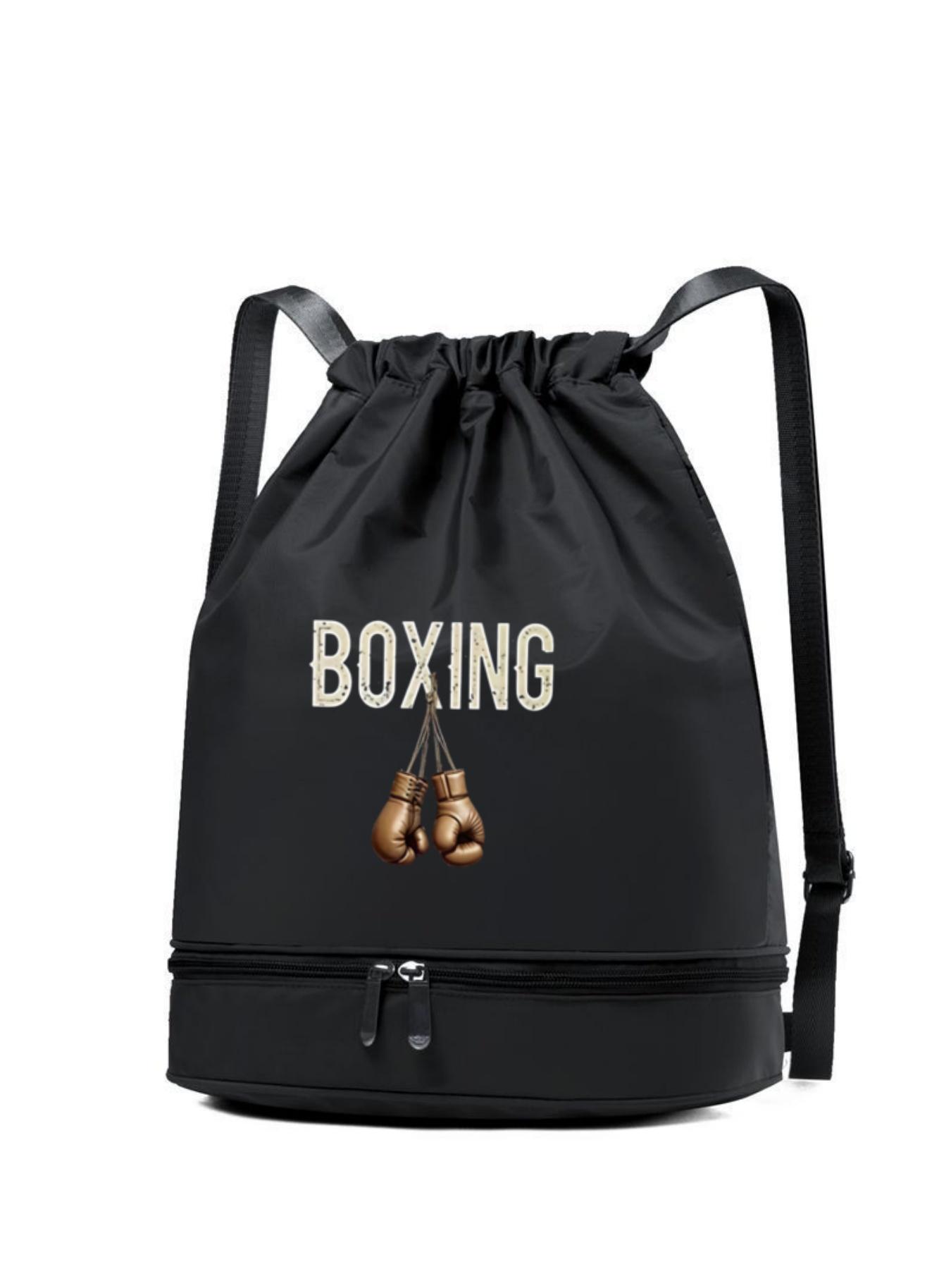 Boxing Glove Letter Print Backpack, Fashionable Simple Versatile Bag, Drawstring Closure, Adjustable Straps, Independent Compartment, All-Season Use