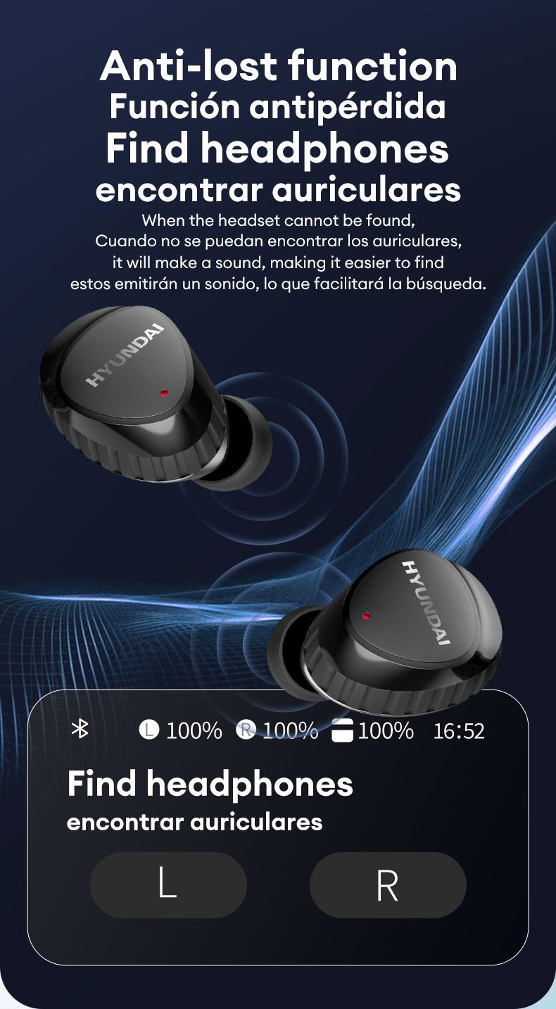 HYUNDAI SpaceAiPro Full-Color Touch Display Multifunctional Earbuds, Large Dynamic Stereo Sound Quality, Light-weigh & Waterproof Headphones with ENC Call Noise Canceling Mic