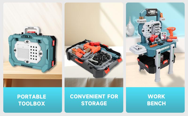 Kids Tool Set, Toddler Tool Bench Set with Realistic Tools Kit, Kids Workbench with Toy Drill, Pretend Play Learning Construction Toy Tool Set,Kids Tool Box for Boys Girls (Green)