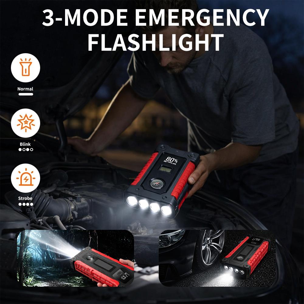 10000mAh Jump Starter: Starts Any Car in Seconds—No Need to Beg for Help!Never Get Stuck Again! 10000mAh Portable Jump Starter—Your Car’s Lifesaver
