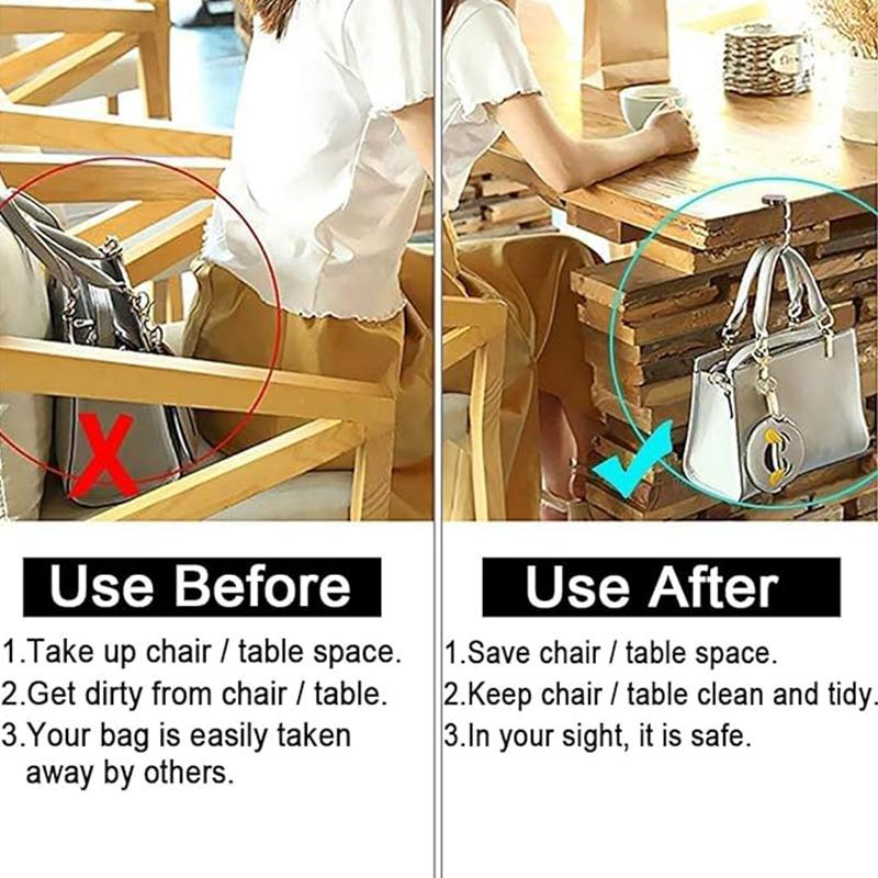 Foldable Purse Hook, 3 Counts Folding Handbag Hanger, Table Hook for Girls and Women, Home Organizer for Bag, Handbag, Purse, Pouch Holder