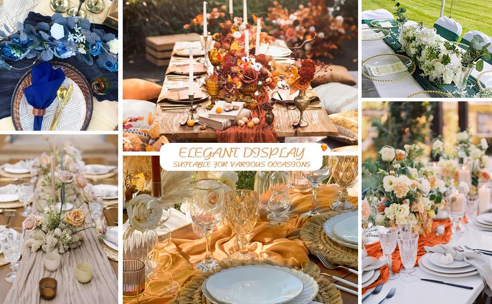 12 Pack Nude Cheesecloth 35x120 Inch, Boho Light Brown Cheese Cloth Long Tan Gauze Runner for Wedding Bridal Baby Shower Table