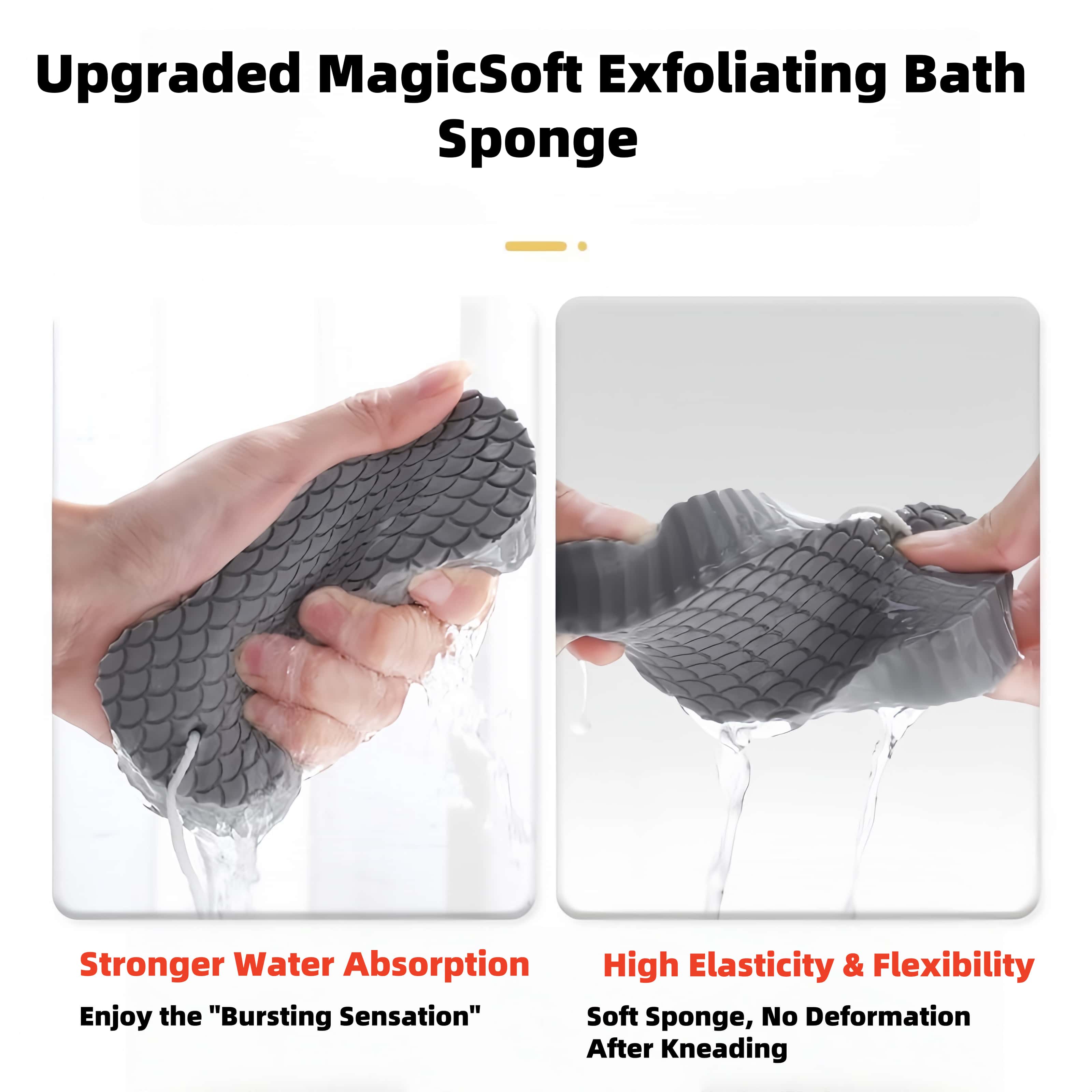 Magic Exfoliating Bath Sponge [2count] – 3D Super Soft, Skin Friendly and Reusable Body Scrubber Set Body Scrubber Personal
