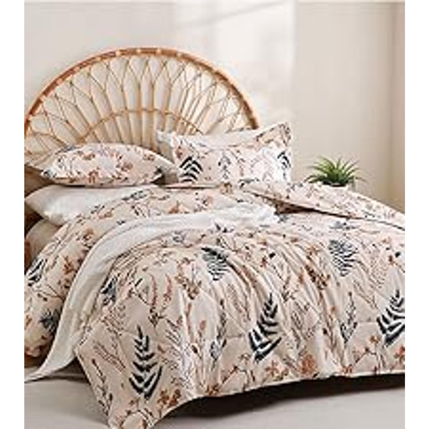 Boho Floral Printed Sheet Set Queen Size 4 Piece, Soft Botanical Pattern Microfiber Sheets Extra Deep Pocket